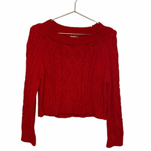 Francesca Harper Heritage Red Cable Knit Sweater Cropped Sweater Medium